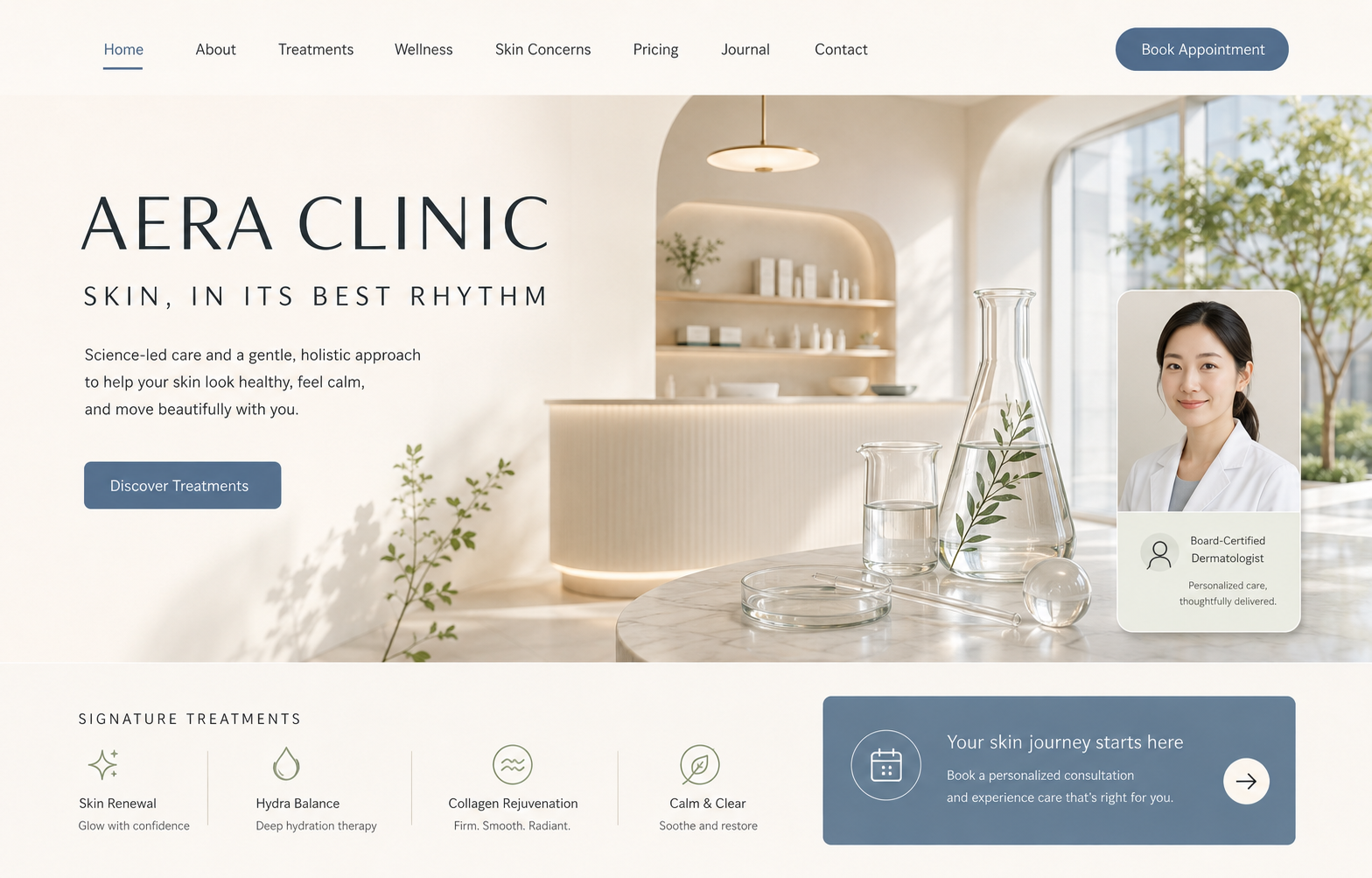 AERA CLINIC 홈페이지 컨셉 목업