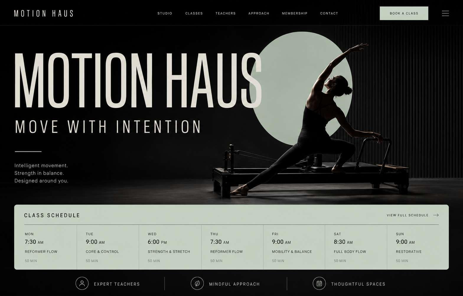 MOTION HAUS 홈페이지 컨셉 목업