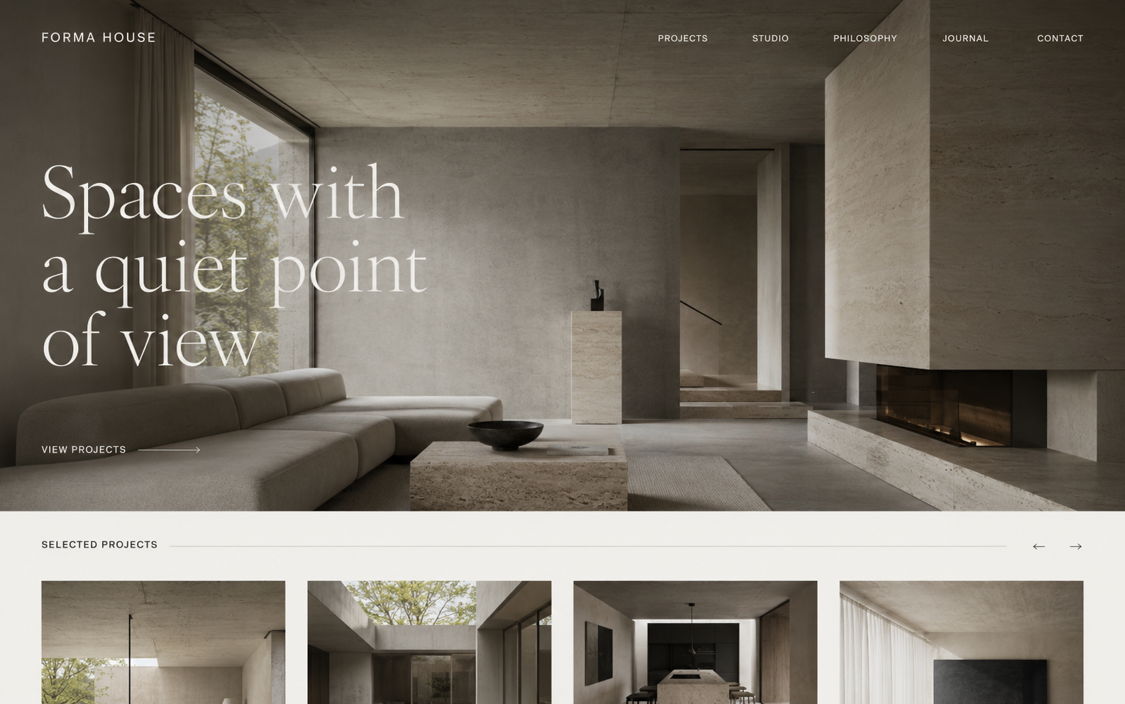 FORMA HOUSE 홈페이지 컨셉 목업